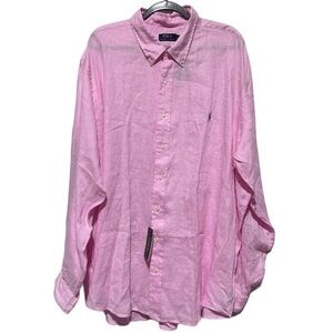 Polo‎ Ralph Lauren Mens Linen Classic Long Sleeve Button Down Shirt Pink 3XB NWT